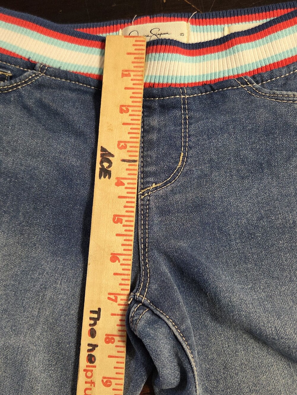 Jessica Simpson Girls' Bermuda Denim Shorts with Rainbow Elastic Waistband Sz 8 - Picture 5 of 11